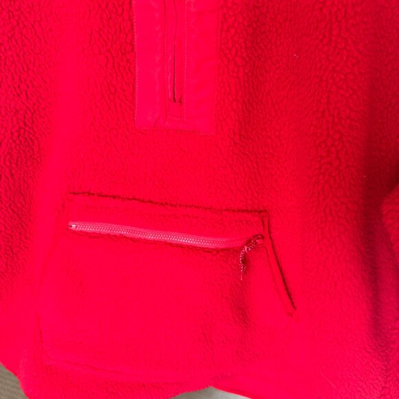 Vineyard Vines | Red Plaid Color-Block Super Shep Half-Zip Teddy Fleece Pullover - Picture 5 of 7